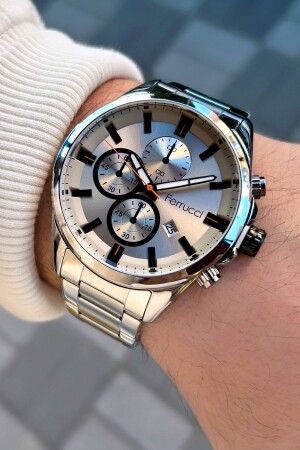 تقويم ملون من الفضة من النسخة الرجال ساعة 3 أوتم مقاومة الماء FRC Func. M.02 - Ferrucci