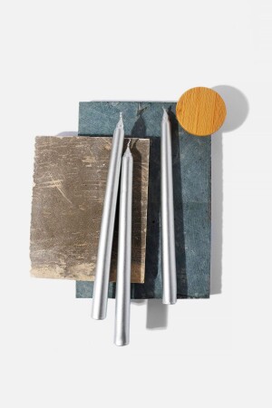 مجموعة من 3 شموعات شمعة فضية - Gizemli Home