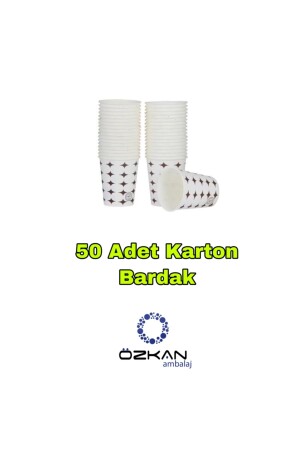 3 Gözlü Köpük Tabak - Plastik Çatal-kaşık - Karton Bardak Eko Set(50li Set) - 4