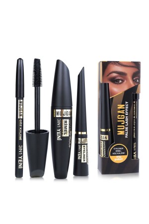 3 In 1 Suya Dayanıklı Maskara & Kalem & Eyeliner Seti - 1