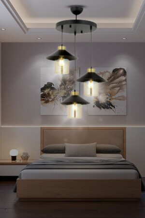 مادة من المعدن اليابانية 3 قطع عسل ميكا الزجاج مصباح العصبة الحديثة - غرفة النوم - غرفة المعيشة - المطبخ - القاعة Japo-N - TEKFA