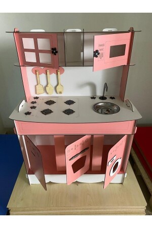 3 Kapaklı Boyalı Montessori Eğitici Ahşap Oyuncak Mutfak bhdr3k - 8