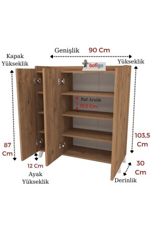 3 Kapaklı Çok Amaçlı Dolap Çok Amaçlı Mutfak Dolabı Banyo Dolabı Ayakkabılık Çam Bfg-3Kapaklı-Dlp - 6