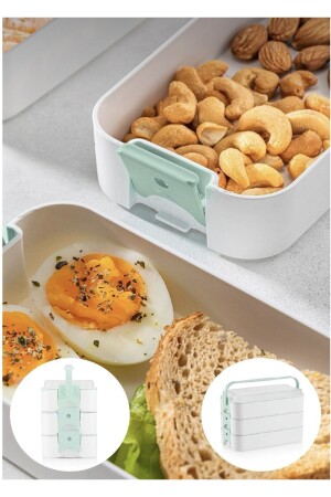 3 Katlı Taşınabilir Yemek Kabı – Lunch Box Diyet Beslenme Saklama Kabı Çatal Kaşıklı KAT-KAT1 - 8