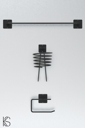 مجموعة من 3 أدوات جفاف الجهاز الأسود المعلقة على المواد الطويلة المطبخ المياه المرحاض المتحمّل المتحمّل المتحمّل الم - Kilinç Store