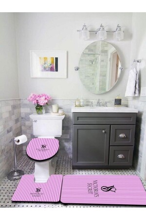 مكنسة غسيل من غير المنزلق القاعدة الديكورية نمط 3 قطع المرحاض المجموعة حمام المطبخ مجموعة KT-030 - Doruklar Home Collection