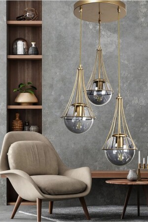 مـنـز-لوبو 3-قطعة شمعة قديمة - زجاجات غـلوب مدخنة L3 - VEDA AVİZE