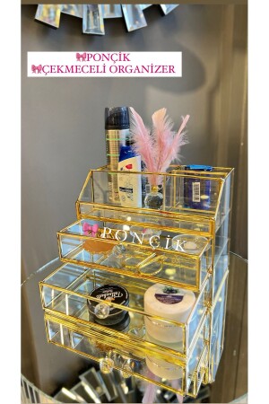 3-lagiger Make-up-Organizer und Kosmetikbox – GLAS - 1