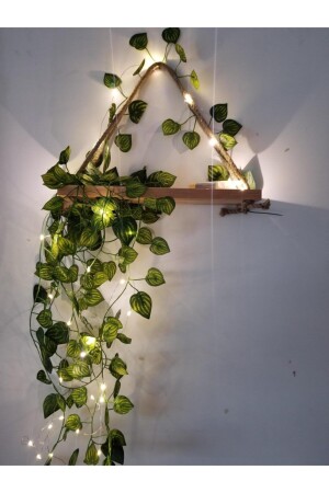 م.ن.ز-ديكورية الخشب و 3م مضيئة الجنية LED الاصطناعية ورقة الايفي 65 سم بالكون الجدار الباب الحديقة الزينة - Kozmoparti