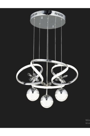 م.ن.ز-تغشي مصباح معلق حديث 3 كرة فراش LED شمعة كروم LED شمعة 12TGC3 - Özçelikler