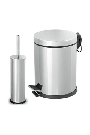 3 Liter Edelstahl 2-teiliges Badezimmer-Set Pedal-Mülleimer WC Toilettenbürsten-Set Badezimmer-Mülleimer gorbanyo3lt1 - 2