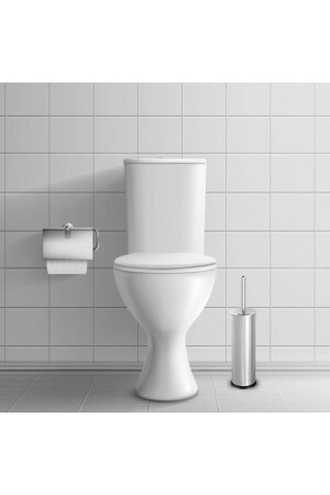 3 Litre Paslanmaz 2'li Banyo Seti Pedallı Çöp Kovası Wc Klozet Tuvalet Fırça Seti Banyo Çöp Kovası gorbanyo3lt1 - 3