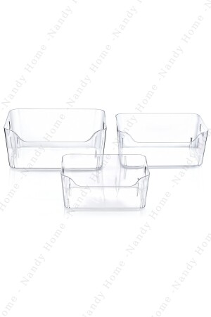 3 Lt Clear Buzdolabı & Dolap Içi Düzenleyici Organizer 3 Adet 23x16x9-5 Cm - 6