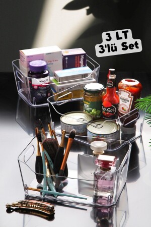 3 Lt Clear Buzdolabı & Dolap Içi Düzenleyici Organizer 3 Adet 23x16x9-5 Cm - Nandy Home