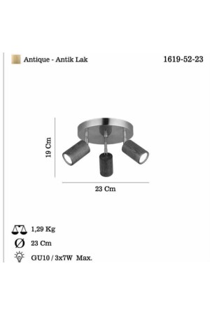 3 Lu Antık Lak Yuv. Plafonyer 3xgu10 HT965 - 4