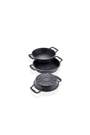 3 Lü Döküm Granit Sahan Set 18 Cm - 20 Cm - 22 Cm sahan set - 6