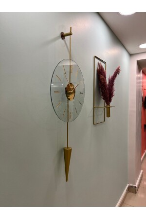 3 Lü Galileo Gold Set - Modern Dekoratif Metal Cam Duvar Saati - 4