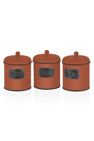 3-teiliges Metallgefäß – Vorratsdose für Tee, Zucker, Kaffee – Fliesenfarbe mmk0018 - The Mia