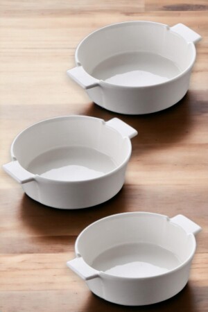 3 lü Porselen Yuvarlak Kase- Kahvaltılık- Fırın Kabı13cm - Albetto