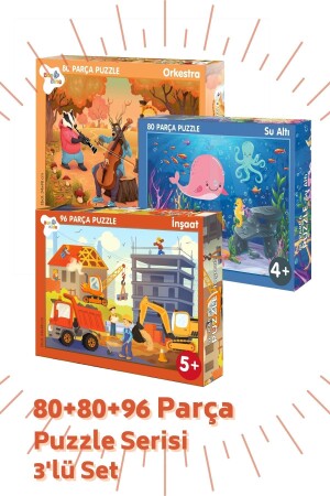 3 'lü Puzzle Set - 80, 80 Ve 96 Parça Puzzle 4-yaş BON811881878170 - 2