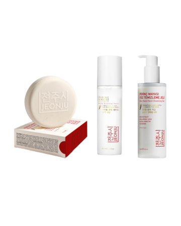 3 lü Set Jeonju Aydınlatıcı,Beyazlatıcı Pirinç Mayası Sabun& Jeonju Pirinç Mayası Aydınlatıcı-Nemlendirici-Gözenek Sıkılaştırıcı-Beyazlatıcı Toner-Pirinç Mayası Yüz Temizleme Jeli - JEONJU