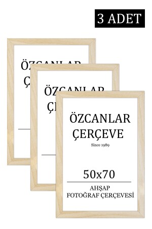 3 'lü Takım Ahşap Çerçeve Ahşap Resim Çerçevesi 50x70 Doğal Ahşap Çerçeve Ham Ahşap ÖZC-AHŞAPÜÇLÜ50X70 - 2