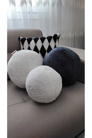 MNZ-3- Piece Throw Pillow / Pillow 1 Ecru / Pillow 1 Anthracite / 1 Ecru صغير (42 سم / 25 سم) - Oneplise