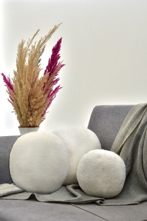 3' Lü Top Kırlent - Yastık 2 Büyük Ekru- 1 Küçük Ekru ( 42cm - 25cm) - Register