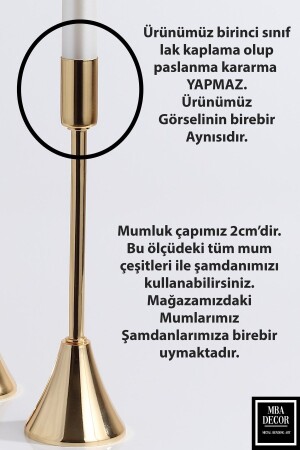 3 Lü Topuklu Gold Şamdan Mumluk Dekoratif Mumluk Ayak Ev Dekorasyon - 4