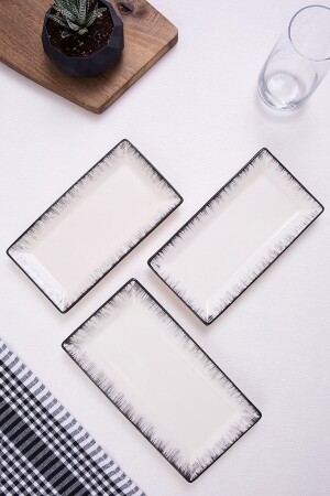 3 Lü Uzun Sunum Tabak Seti Siyah - ŞURAMUTFAK