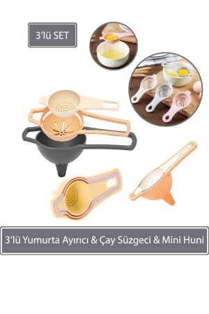 3 lü Yumurta Ayırıcı & Çay Süzgeci & Mini Huni - 1