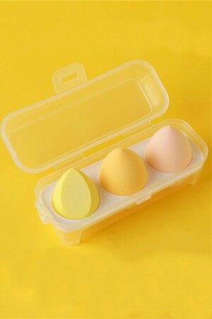 مجموعة من 3 أرقام صفراء علبة من أسفنجة تجميل مع صلب - H&E Luxury Design