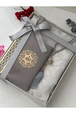 م.ن.ز-3 قطعة هدية صلاة سجادة مجموعة لون الرمادي - Markapolin