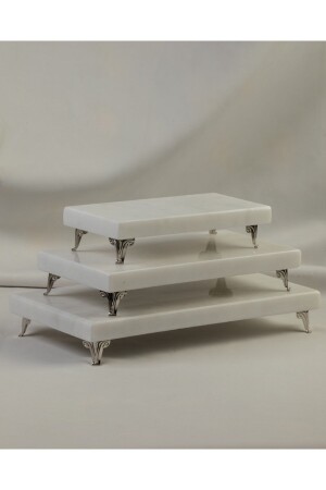 عرض من المرمار من المنسج مجموعة الفضة 3 قطعة كعكة عرض، الملف المتحرك المعدني الملف الموضح MERALP100 - MERALP