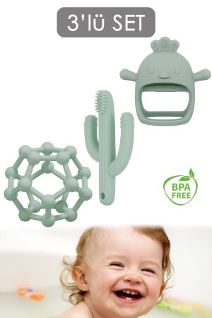 مجموعة من 3 - كرة يد من أسنان - سليكون الطفل الأسنان Mitt - كاكتوس أسنان الطفل - Meleni Baby