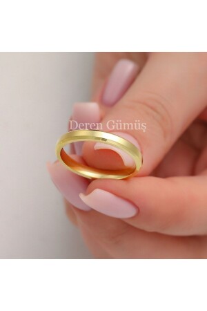 3 mm abgeschrägter silberner Ehering - Deren Gümüş