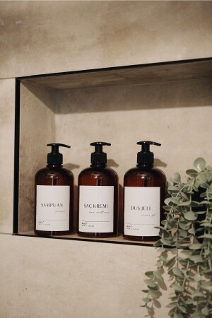 مجموعة حمام من 3 قطع MNZ غسلة من 3 قطع شامبو ومسح الحمام ومكيفات المياه زجاجة بلاستيكية 500 مل مجموعة حمام من 3 قطع بيضاء - Berev