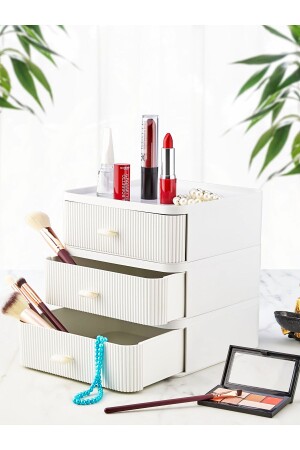منظمة المكتب المكتبية من درج 3 من MNZ مجوهرات التجميل لوازم المكونات المعدة التخزين الصندوق الأبيض - Mim Life