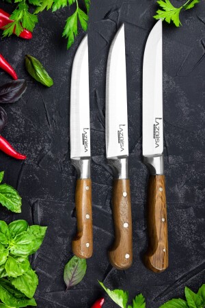 سكين مطبخ من نوع 3 قطع من نوع MNZ Set Meat Bread و خضروات و سكين الفاكهة YNMD16 - LAZBİSA