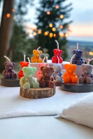 مجموعة شمعة تدي دب ديكوراتية من 3 قطع MNZ - عطراً من الفواكه الاستوائية - خيارات متعددة الألوان - منتج جديد شمعة صغيرة - Sier Concept