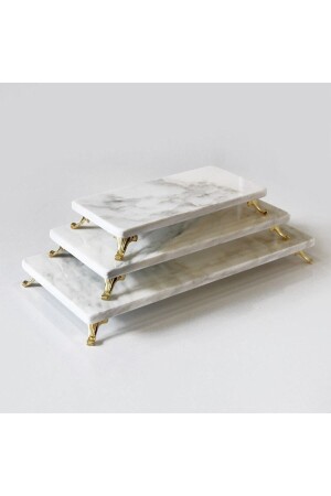 مجموعة الخدمة من 3 قطع من كالاكاتتا المرمري الطبيعي MNZ ، مجموعة الخدمة مع ساقي الذهب TRCAL - Modestmar