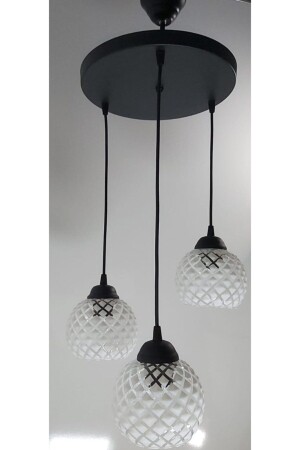مصباح معلق من 3 قطع من MNZ-Black مع زجاج الماس UÇ291ARR - Uçar