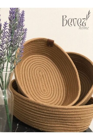 مجموعة سلة من 3 قطع من MNZ-Jute Wicker - مصنوعة يدويًا - سلة متعددة الأغراض - منظمة حمام ومطبخ - Bevez Home