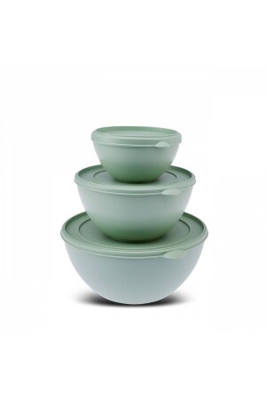 حاوية تخزين 3 قطع من طراز MNZ-Luca مع غطاء خضراء 153 09. 01. 2651-1 - Karaca