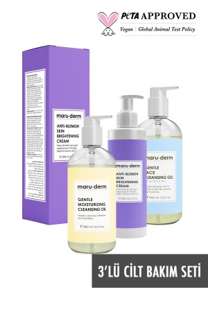 مجموعة رعاية الجلد من 3 قطع من MNZ-Maruderm - نظيف على أساس الزيت - غيل تنظيف حساس - كريم البقع 8682399173291 - Maru.Derm