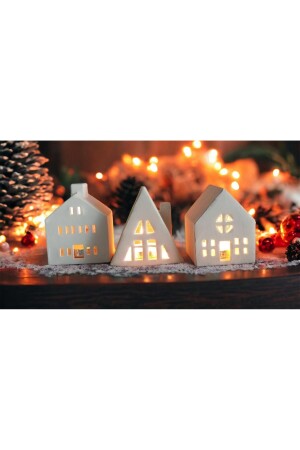 محفظة شمعة منزلية من 3 قطع MNZ-Véronique (مع هدية شمعة TEALİGHT) - Ordoveni