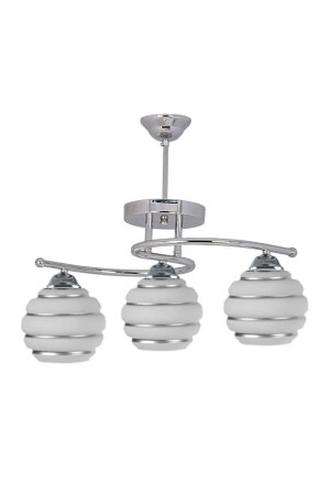 غرفة المعيشة المزخرفة المنزلية المطبخ الحديثة الزجاج الفضي 3 قطع شعلة NBA0002 - AVİZEVİ