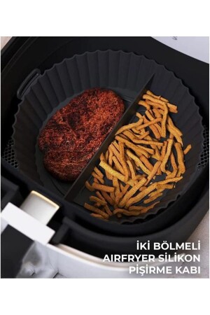 3 Parça Pratik Silikon Airfryer Pişirme Kağıdı Yonca- Muffin- Iki Bölmeli Fırın Mikrodalga Kap Hh - 3