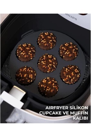 3 Parça Pratik Silikon Airfryer Pişirme Kağıdı Yonca- Muffin- Iki Bölmeli Fırın Mikrodalga Kap Hh - 4