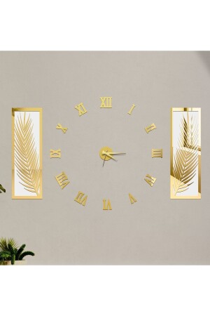 مجموعة ساعة الجدار MNZ-3 - أكريليك بليكسيغلاس مرآة أوراق النخيل ورومان R. ساعة - Wooden Factory